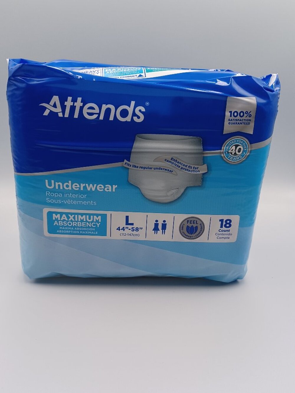 Attends Disposable Underwear Large Adult Diaper 18 Count New Unopened Maximum